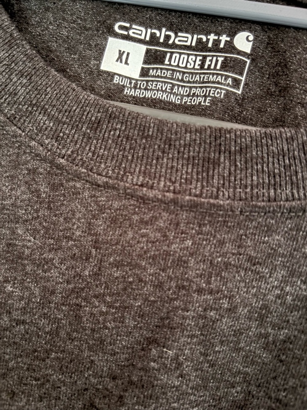 NWT Carhartt Charcoal Loose Fit Long-Sleeve Tee with Orange Sleeve Logo - Picture 3 of 8
